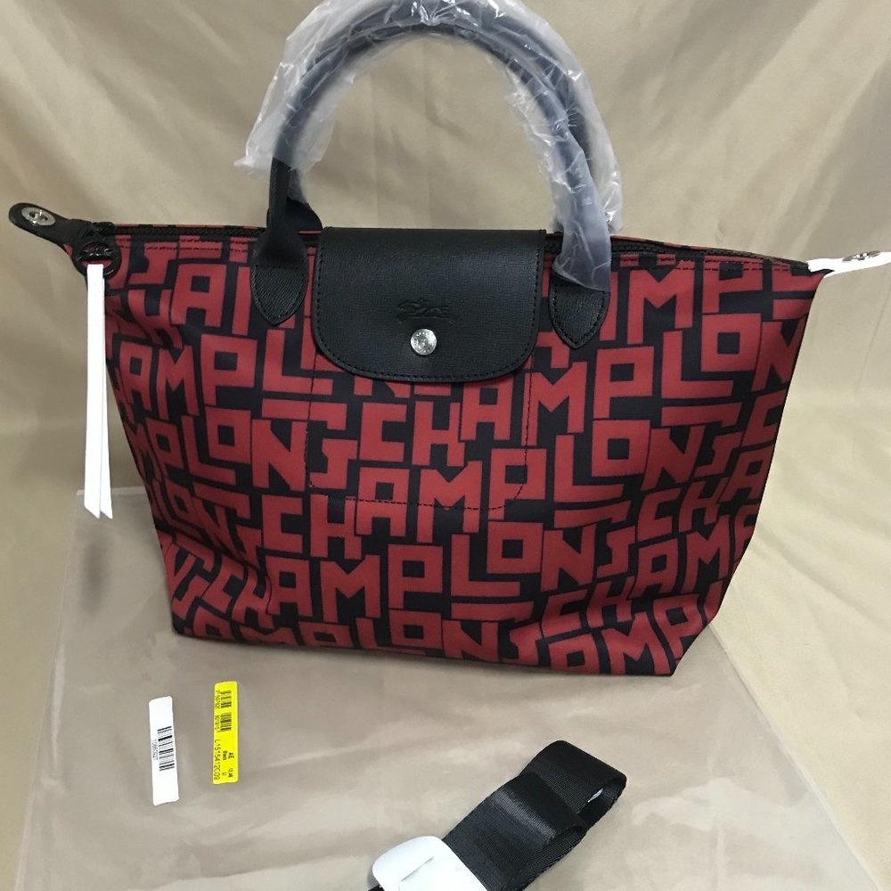 Longchamp Le Pliage Black Brick Red LGP